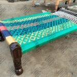 Carved Charpai with Parachute Weaving