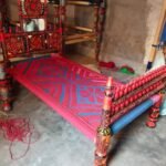 Crown Design Fancy Red Charpai